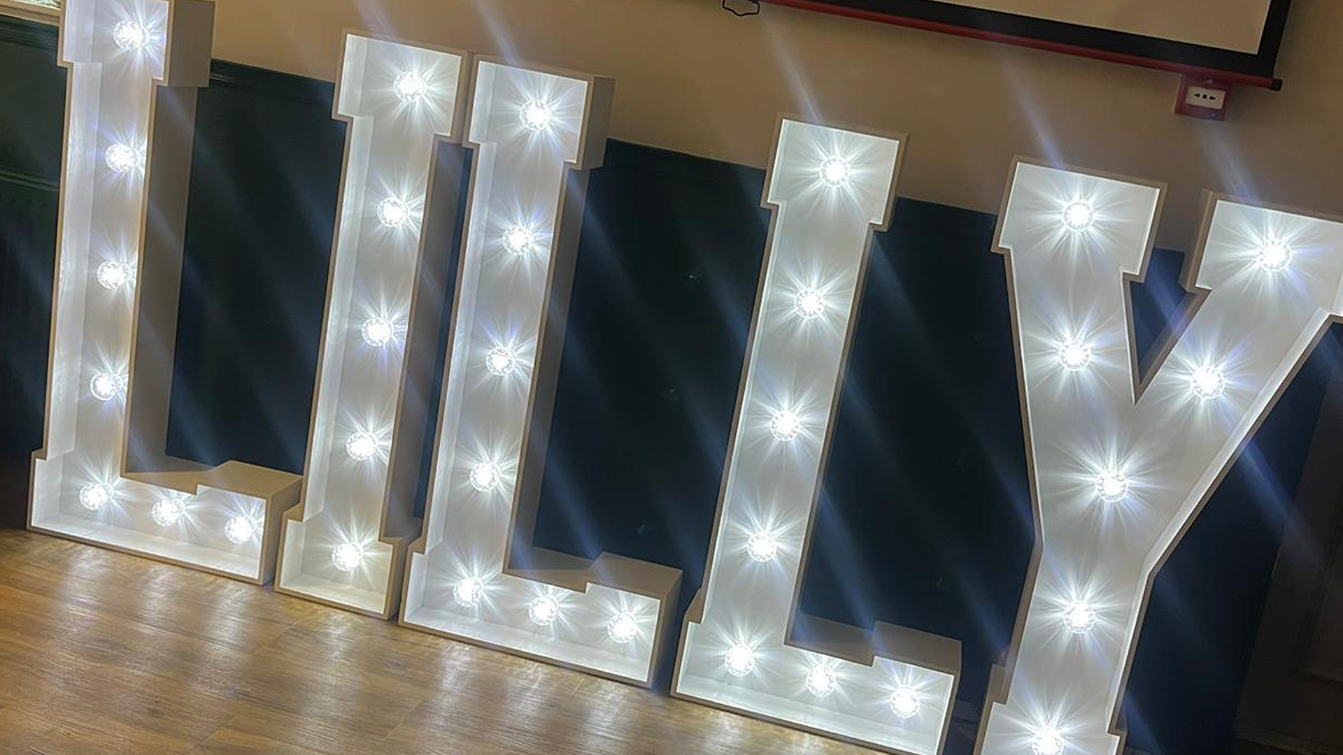 We have A-Z in our LED Letters to create your very own bespoke message.These letters are 4ft high and light up in a bright white colour to really stand out.
